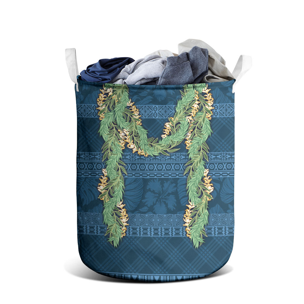Hawai'i Paniolo Maile Twisted Lei Laundry Basket Cobalt Blue