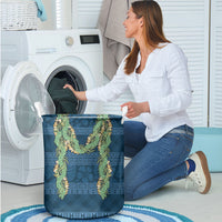 Hawai'i Paniolo Maile Twisted Lei Laundry Basket Cobalt Blue