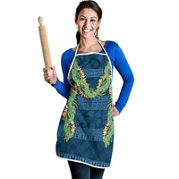 Hawai'i Paniolo Maile Twisted Lei Apron Cobalt Blue