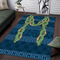 Hawai'i Paniolo Maile Twisted Lei Area Rug Cobalt Blue