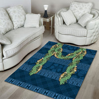 Hawai'i Paniolo Maile Twisted Lei Area Rug Cobalt Blue