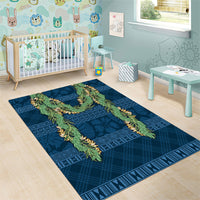 Hawai'i Paniolo Maile Twisted Lei Area Rug Cobalt Blue