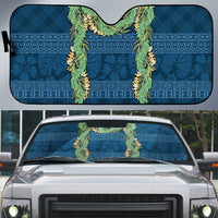 Hawai'i Paniolo Maile Twisted Lei Auto Sun Shade Cobalt Blue