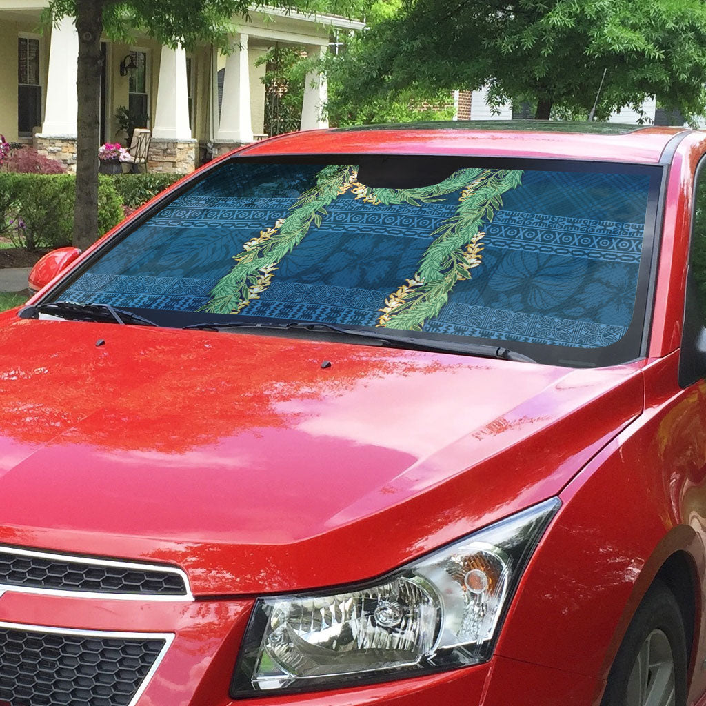 Hawai'i Paniolo Maile Twisted Lei Auto Sun Shade Cobalt Blue