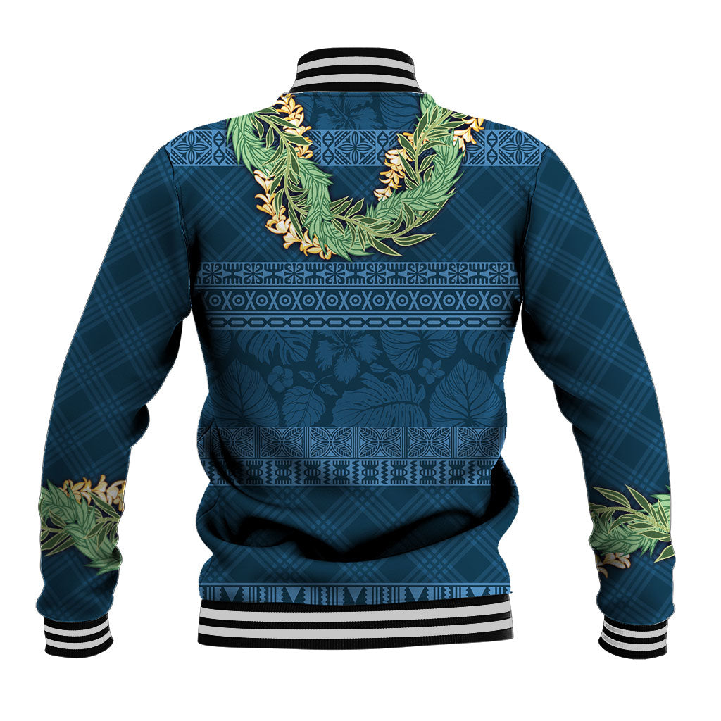 Hawai'i Paniolo Maile Twisted Lei Baseball Jacket Cobalt Blue