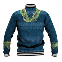 Hawai'i Paniolo Maile Twisted Lei Baseball Jacket Cobalt Blue