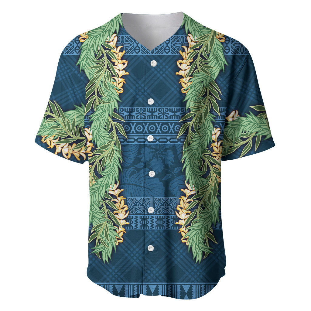 Hawai'i Paniolo Maile Twisted Lei Baseball Jersey Cobalt Blue