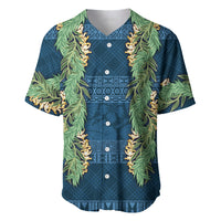 Hawai'i Paniolo Maile Twisted Lei Baseball Jersey Cobalt Blue