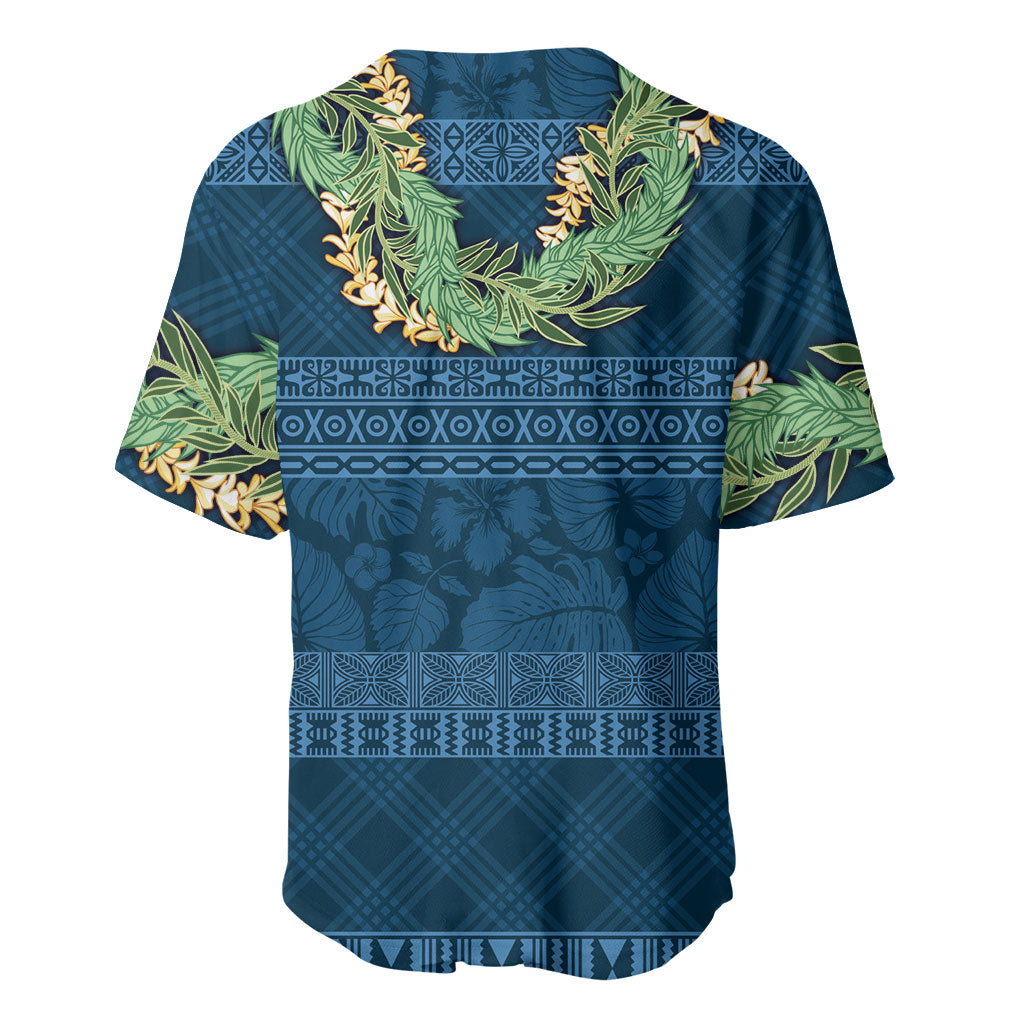 Hawai'i Paniolo Maile Twisted Lei Baseball Jersey Cobalt Blue