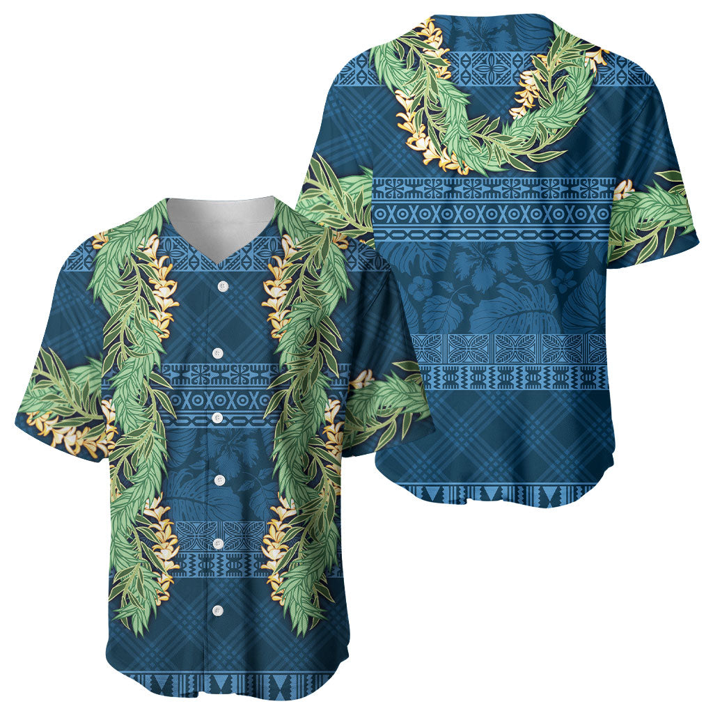 Hawai'i Paniolo Maile Twisted Lei Baseball Jersey Cobalt Blue