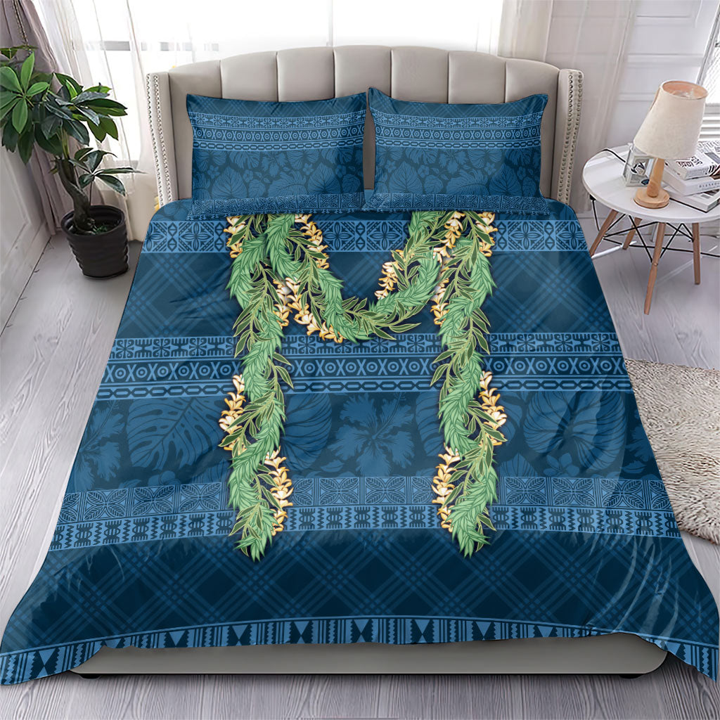 Hawai'i Paniolo Maile Twisted Lei Bedding Set Cobalt Blue
