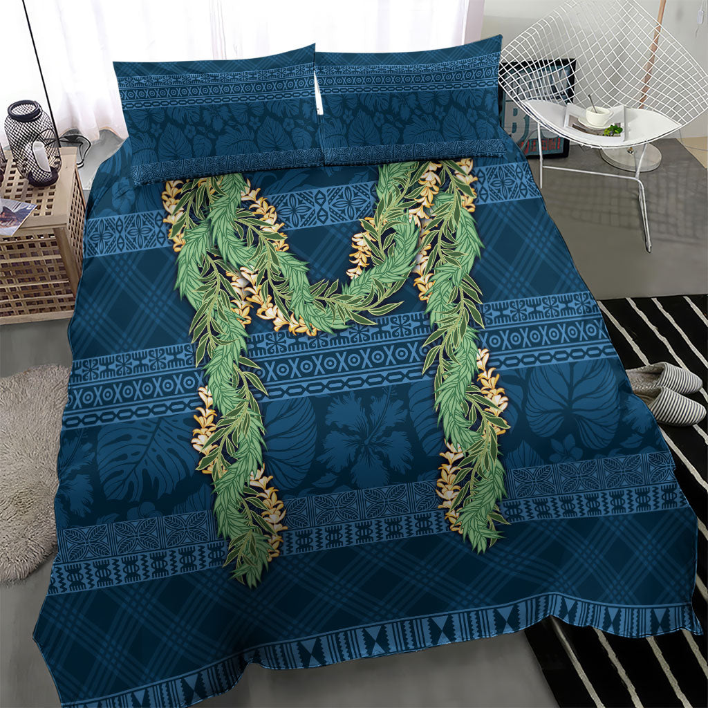 Hawai'i Paniolo Maile Twisted Lei Bedding Set Cobalt Blue