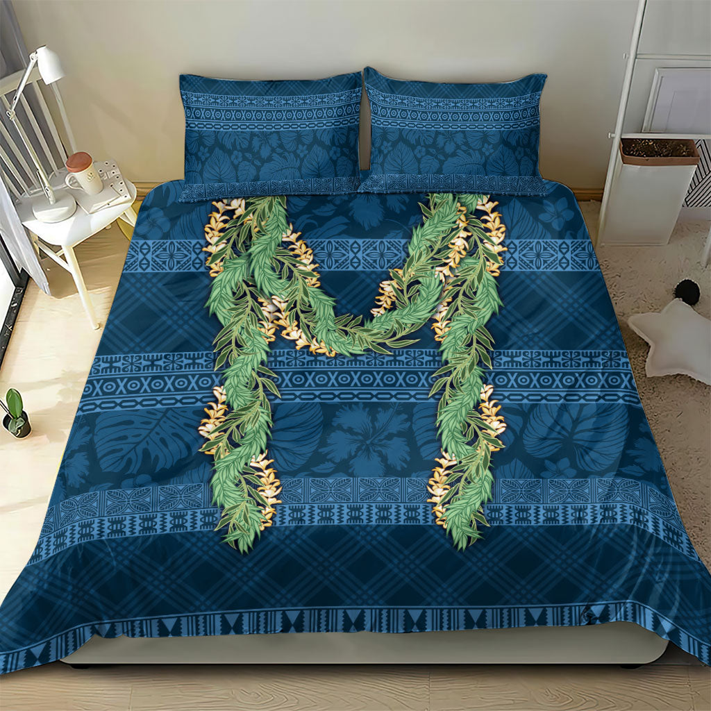 Hawai'i Paniolo Maile Twisted Lei Bedding Set Cobalt Blue