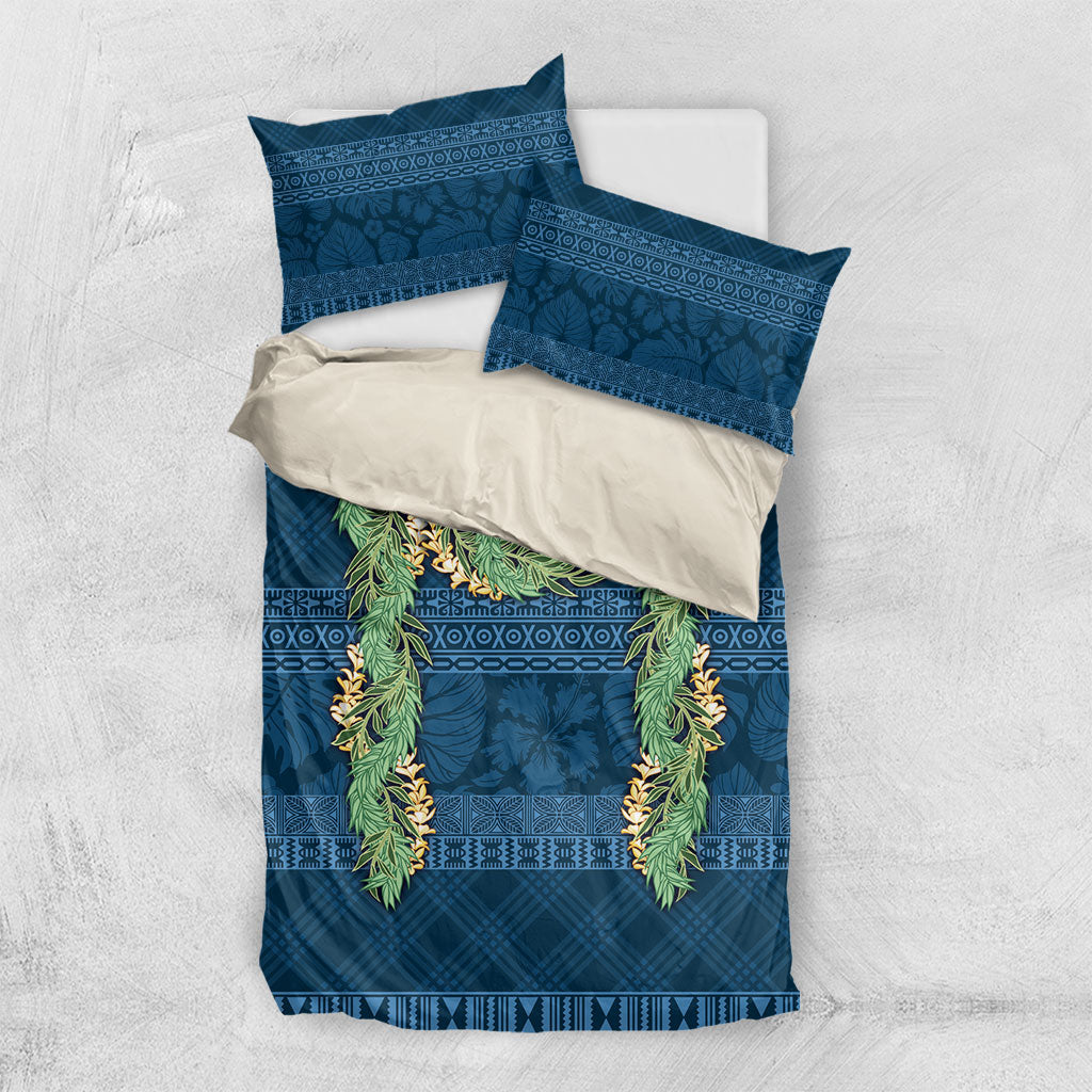 Hawai'i Paniolo Maile Twisted Lei Bedding Set Cobalt Blue