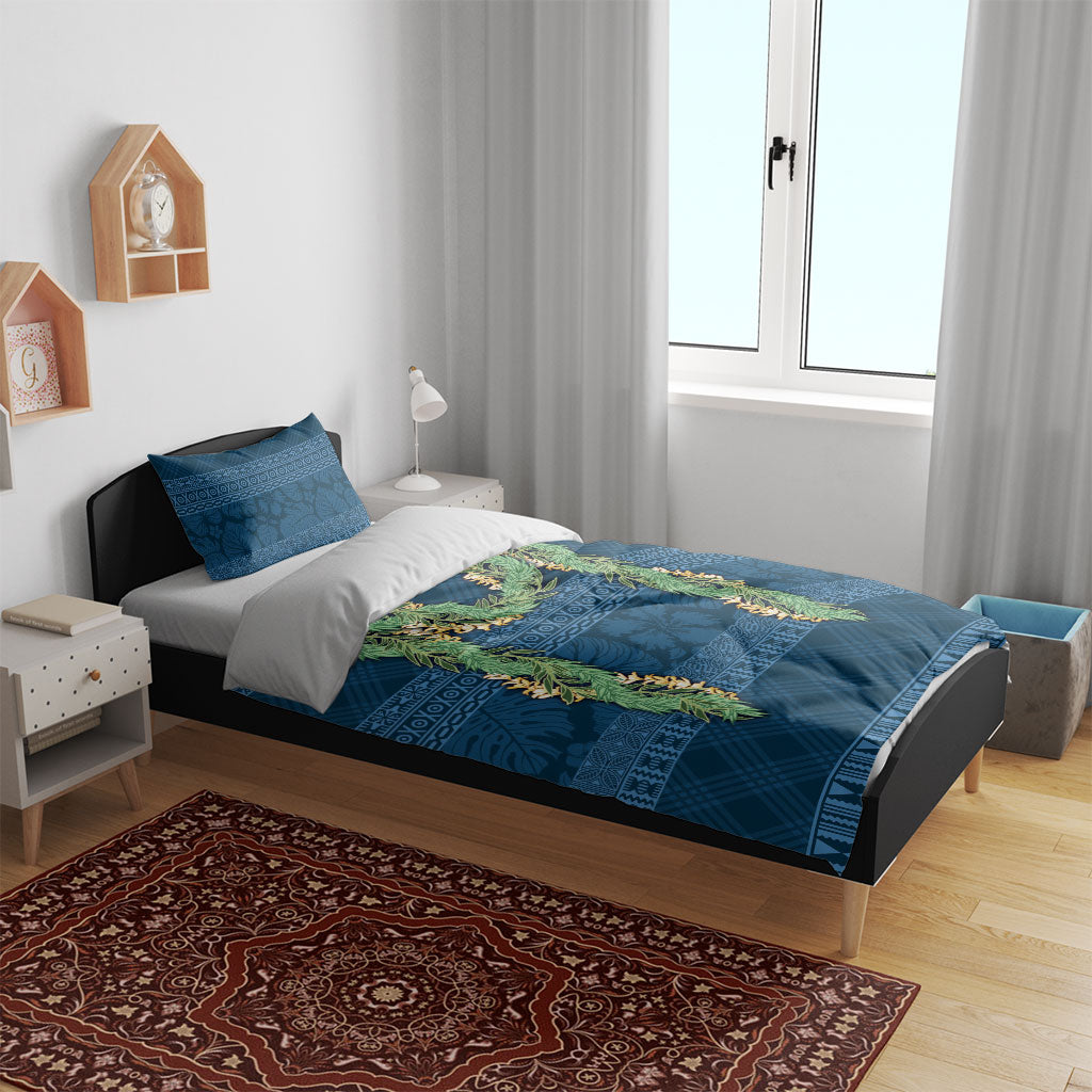 Hawai'i Paniolo Maile Twisted Lei Bedding Set Cobalt Blue