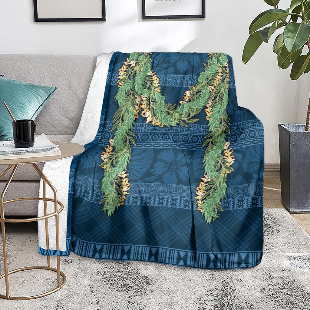 Hawai'i Paniolo Maile Twisted Lei Blanket Cobalt Blue
