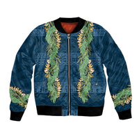 Hawai'i Paniolo Maile Twisted Lei Bomber Jacket Cobalt Blue