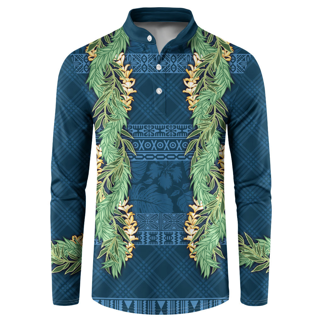 Hawai'i Paniolo Maile Twisted Lei Button Sweatshirt Cobalt Blue
