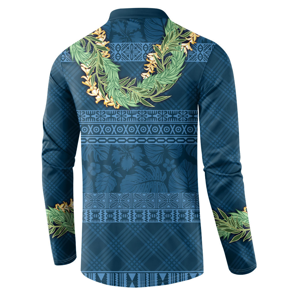 Hawai'i Paniolo Maile Twisted Lei Button Sweatshirt Cobalt Blue