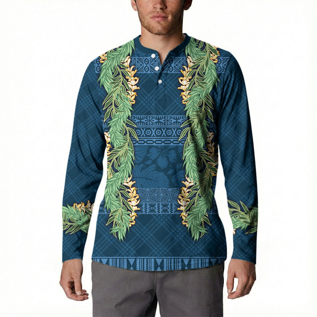 Hawai'i Paniolo Maile Twisted Lei Button Sweatshirt Cobalt Blue