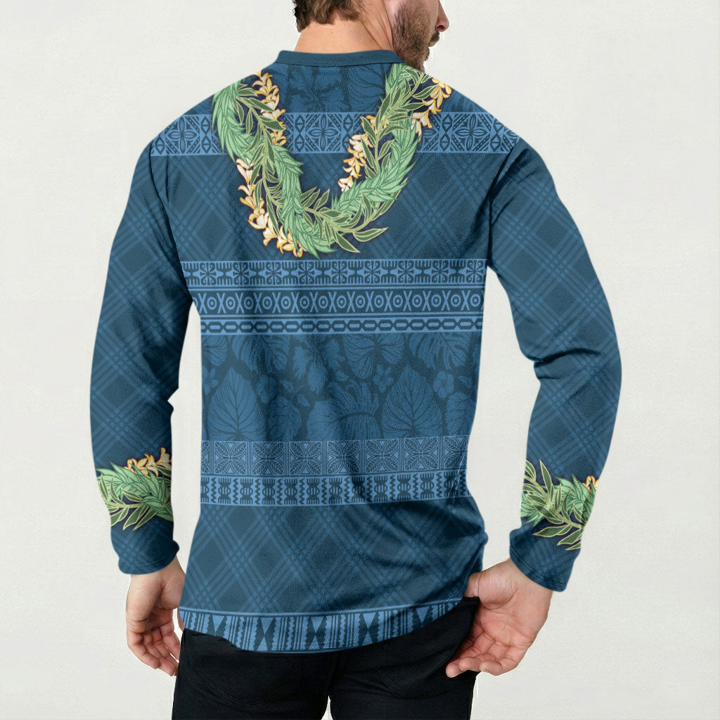 Hawai'i Paniolo Maile Twisted Lei Button Sweatshirt Cobalt Blue