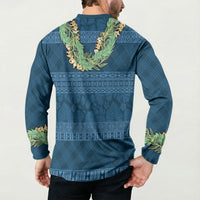 Hawai'i Paniolo Maile Twisted Lei Button Sweatshirt Cobalt Blue