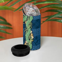 Hawai'i Paniolo Maile Twisted Lei 4 in 1 Can Cooler Tumbler Cobalt Blue