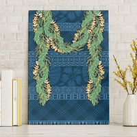 Hawai'i Paniolo Maile Twisted Lei Canvas Wall Art Cobalt Blue