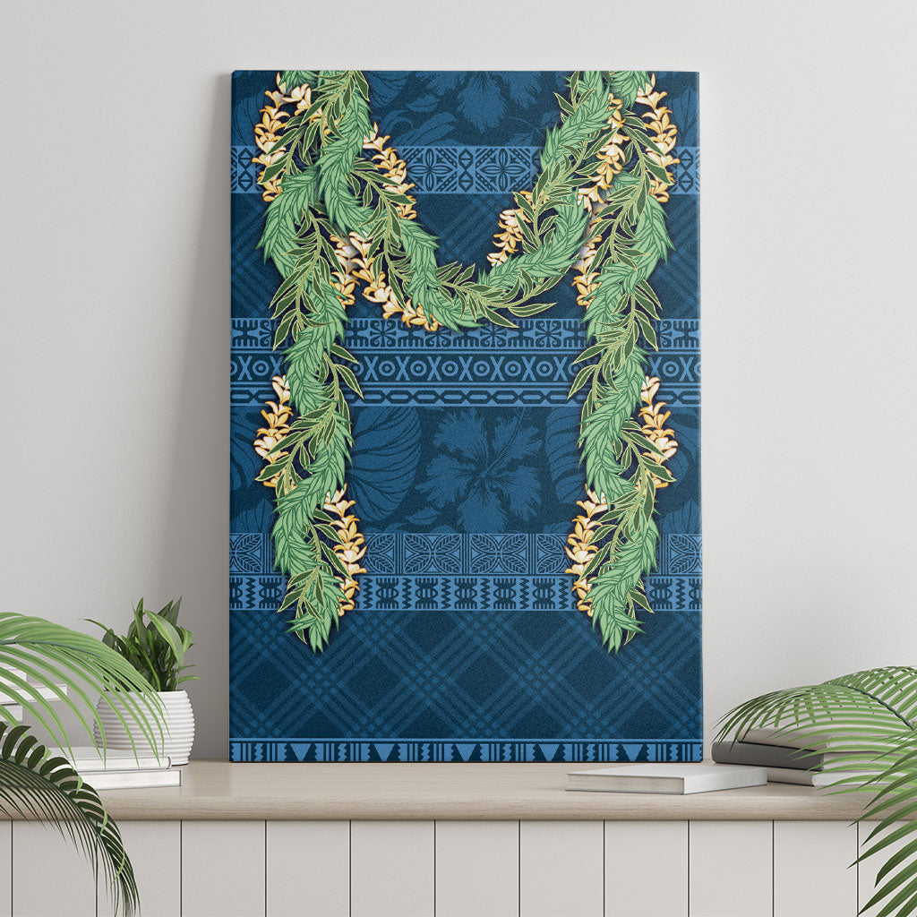 Hawai'i Paniolo Maile Twisted Lei Canvas Wall Art Cobalt Blue