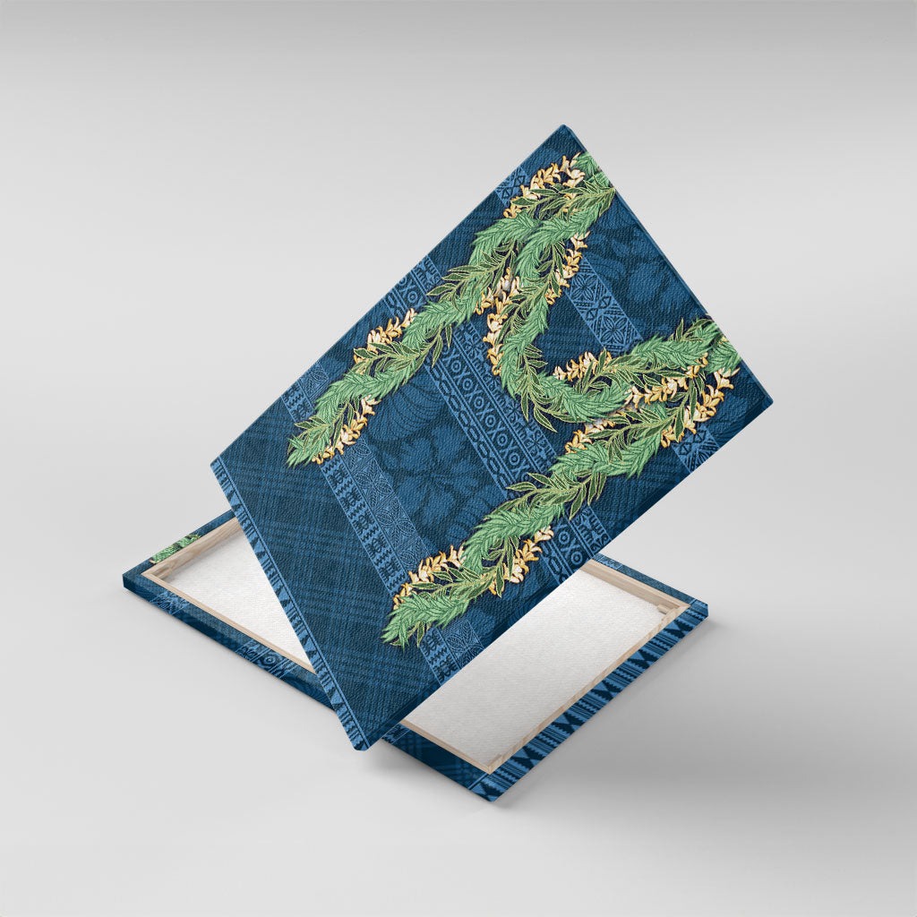 Hawai'i Paniolo Maile Twisted Lei Canvas Wall Art Cobalt Blue
