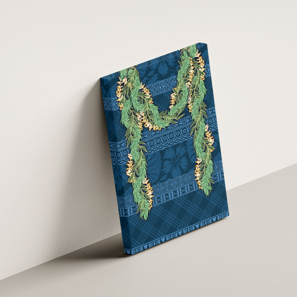 Hawai'i Paniolo Maile Twisted Lei Canvas Wall Art Cobalt Blue