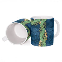 Hawai'i Paniolo Maile Twisted Lei Ceramic Mug Cobalt Blue