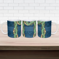 Hawai'i Paniolo Maile Twisted Lei Ceramic Mug Cobalt Blue
