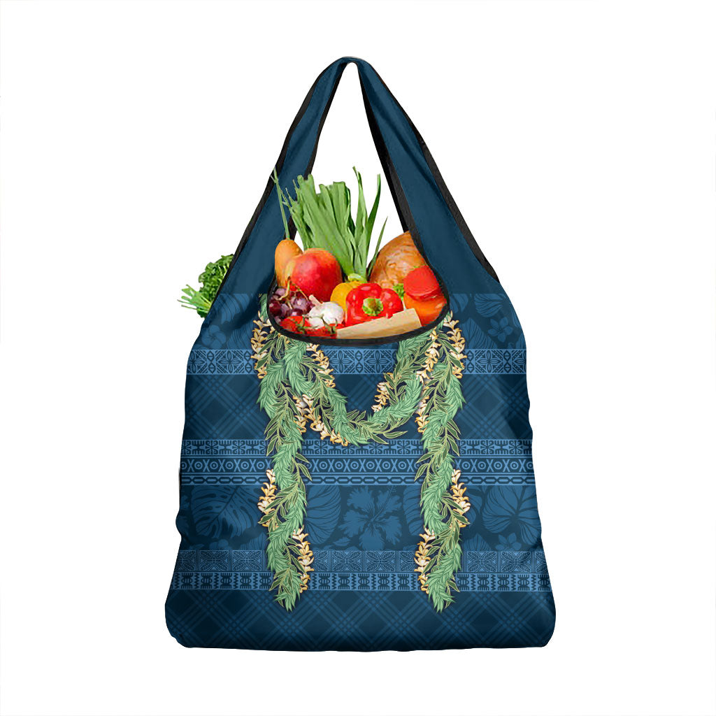 Hawai'i Paniolo Maile Twisted Lei Grocery Bag Cobalt Blue