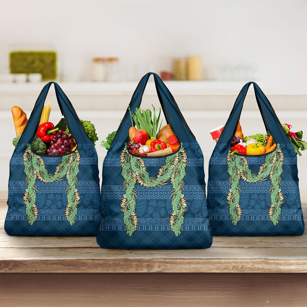 Hawai'i Paniolo Maile Twisted Lei Grocery Bag Cobalt Blue