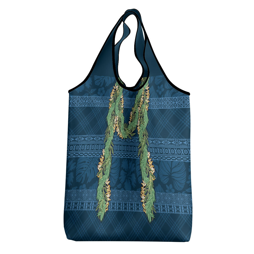 Hawai'i Paniolo Maile Twisted Lei Grocery Bag Cobalt Blue