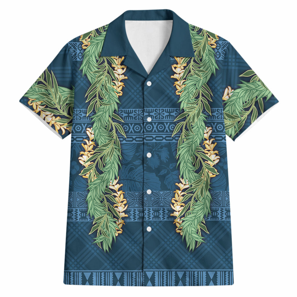 Hawai'i Paniolo Maile Twisted Lei Hawaiian Shirt Cobalt Blue