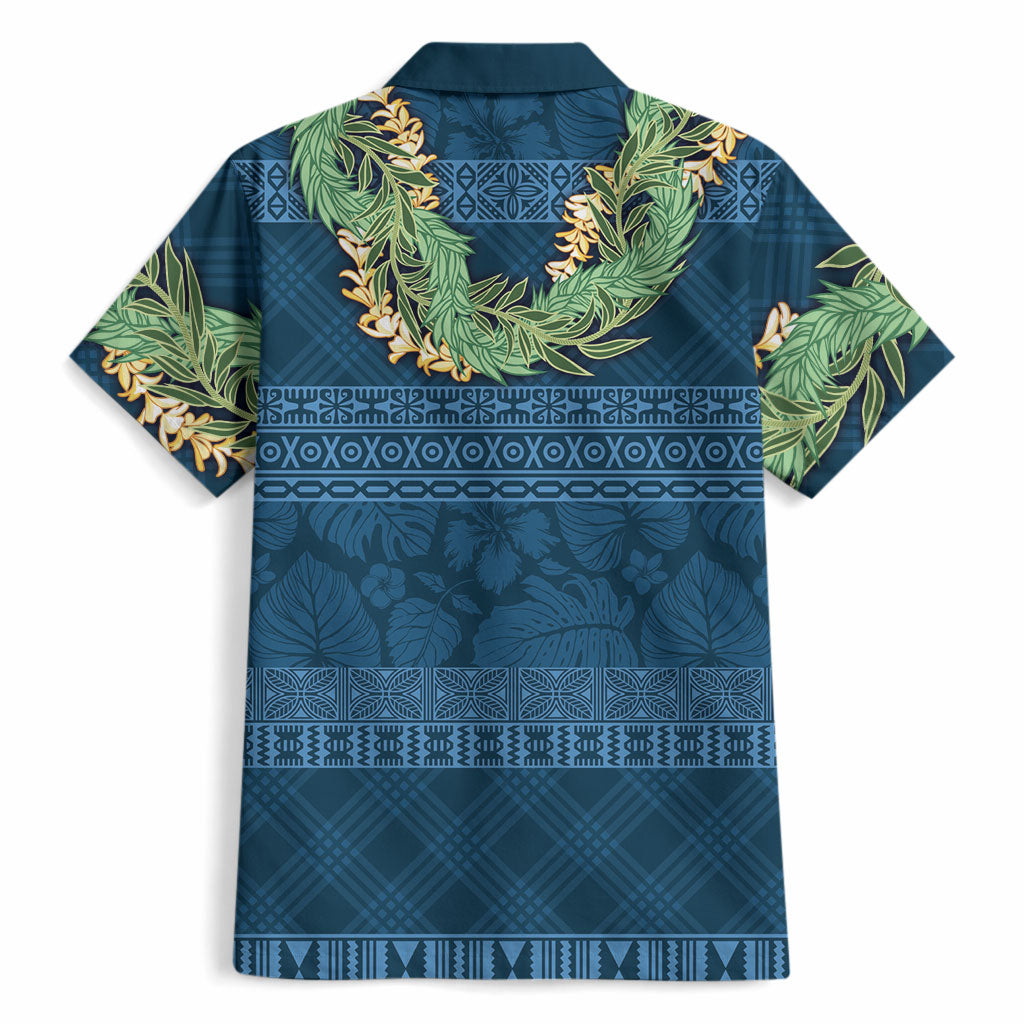 Hawai'i Paniolo Maile Twisted Lei Hawaiian Shirt Cobalt Blue