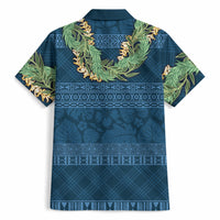 Hawai'i Paniolo Maile Twisted Lei Hawaiian Shirt Cobalt Blue