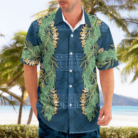 Hawai'i Paniolo Maile Twisted Lei Hawaiian Shirt Cobalt Blue