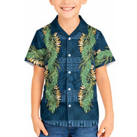 Hawai'i Paniolo Maile Twisted Lei Hawaiian Shirt Cobalt Blue