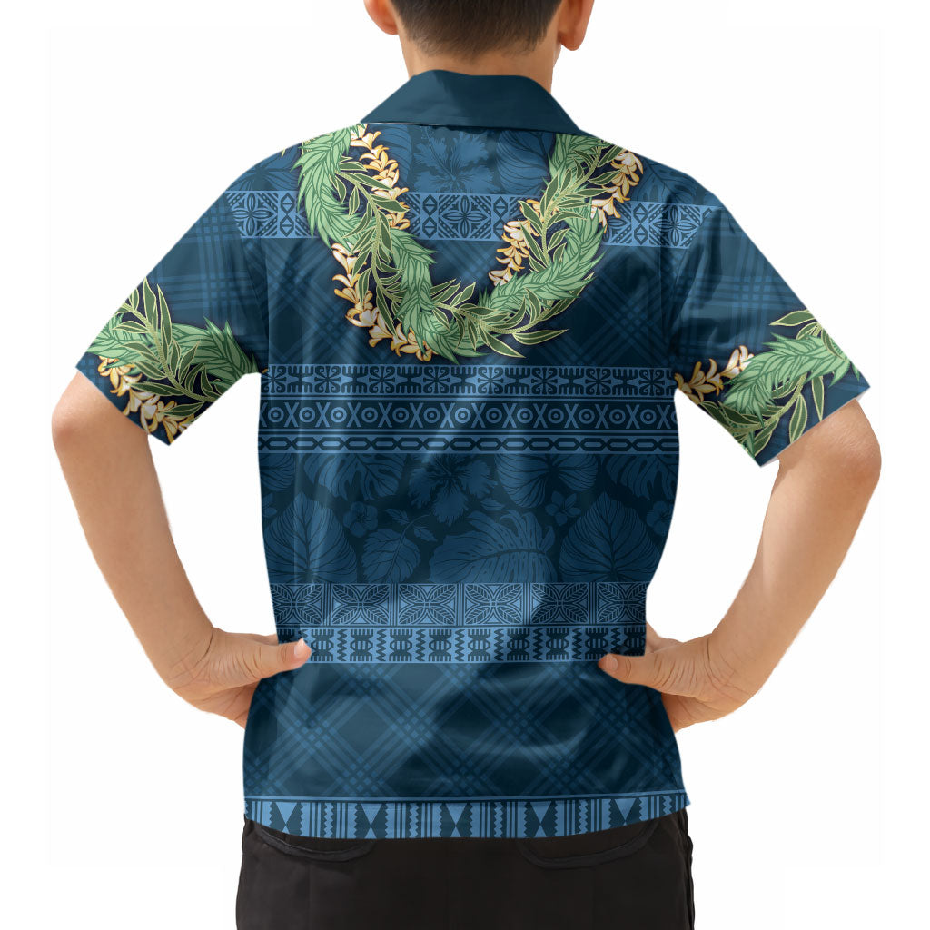 Hawai'i Paniolo Maile Twisted Lei Hawaiian Shirt Cobalt Blue