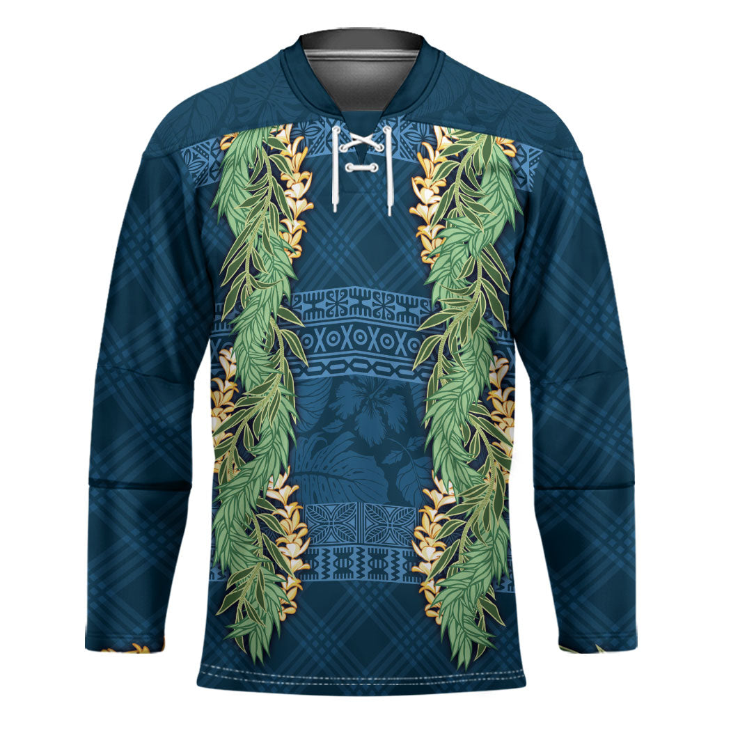 Hawai'i Paniolo Maile Twisted Lei Hockey Jersey Cobalt Blue LT7 Unisex Cobalt Blue - Polynesian Pride