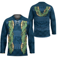 Hawai'i Paniolo Maile Twisted Lei Hockey Jersey Cobalt Blue LT7 - Polynesian Pride
