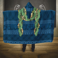 Hawai'i Paniolo Maile Twisted Lei Hooded Blanket Cobalt Blue
