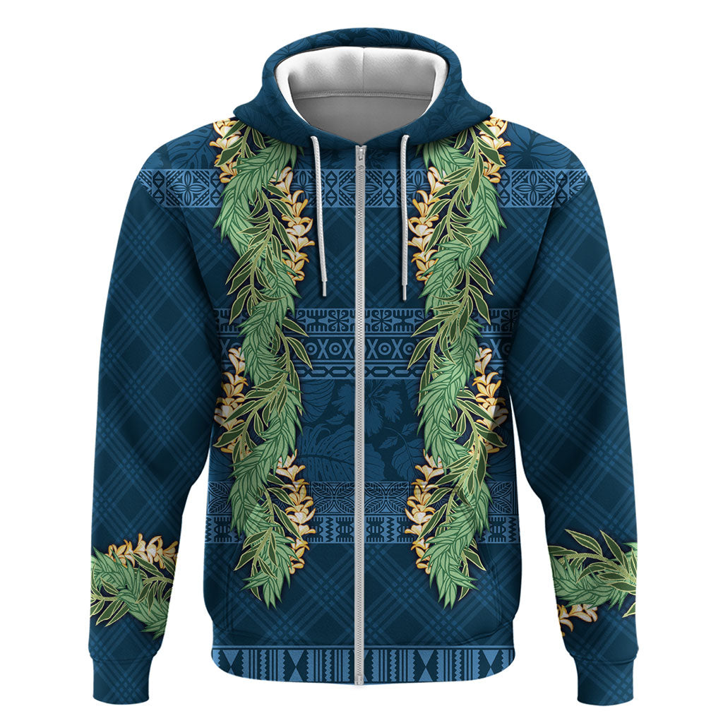 Hawai'i Paniolo Maile Twisted Lei Hoodie Cobalt Blue LT7 Zip Hoodie Cobalt Blue - Polynesian Pride
