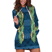 Hawai'i Paniolo Maile Twisted Lei Hoodie Dress Cobalt Blue