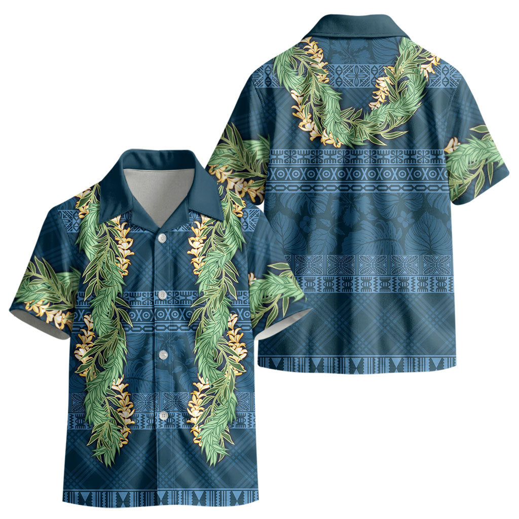 Hawai'i Paniolo Maile Twisted Lei Kid Hawaiian Shirt Cobalt Blue