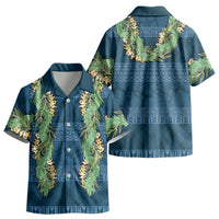 Hawai'i Paniolo Maile Twisted Lei Kid Hawaiian Shirt Cobalt Blue