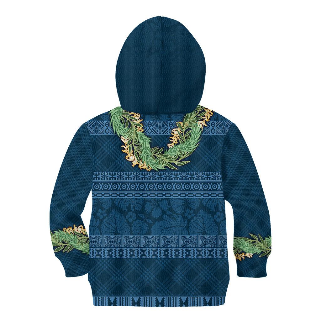 Hawai'i Paniolo Maile Twisted Lei Kid Hoodie Cobalt Blue LT7 - Polynesian Pride